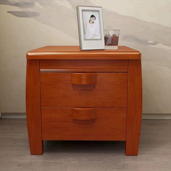 Table de chevet à 2 tiroirs en bois d’hévéa rectangulaire carré de style chinois traditionnel, MDF écologique, bois massif, contreplaqué, pour chambre à coucher 