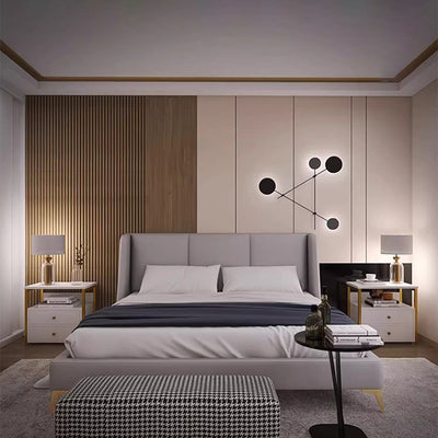 Modern Minimalist Square Rectangular Particle Board Steel Nightstand 2-Drawer For Bedroom