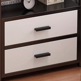 Modern Minimalist Square Rectangular Particle Board Steel Nightstand 2-Drawer For Bedroom