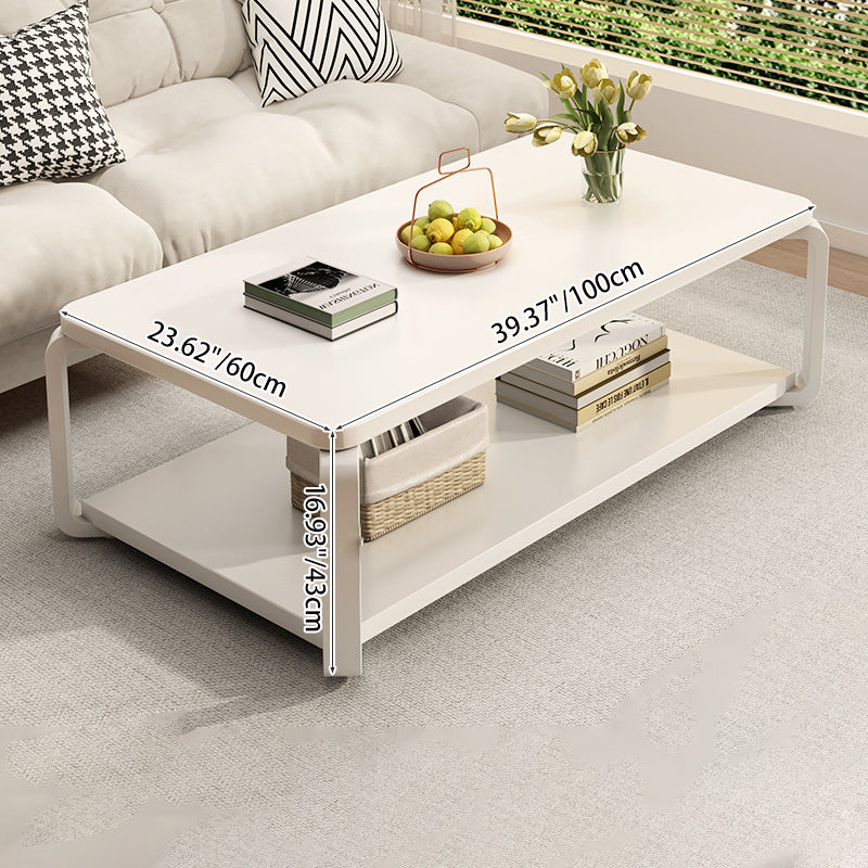 Table basse rectangulaire minimaliste moderne en bois massif écologique et acier au carbone, à 2 niveaux, pour salon 