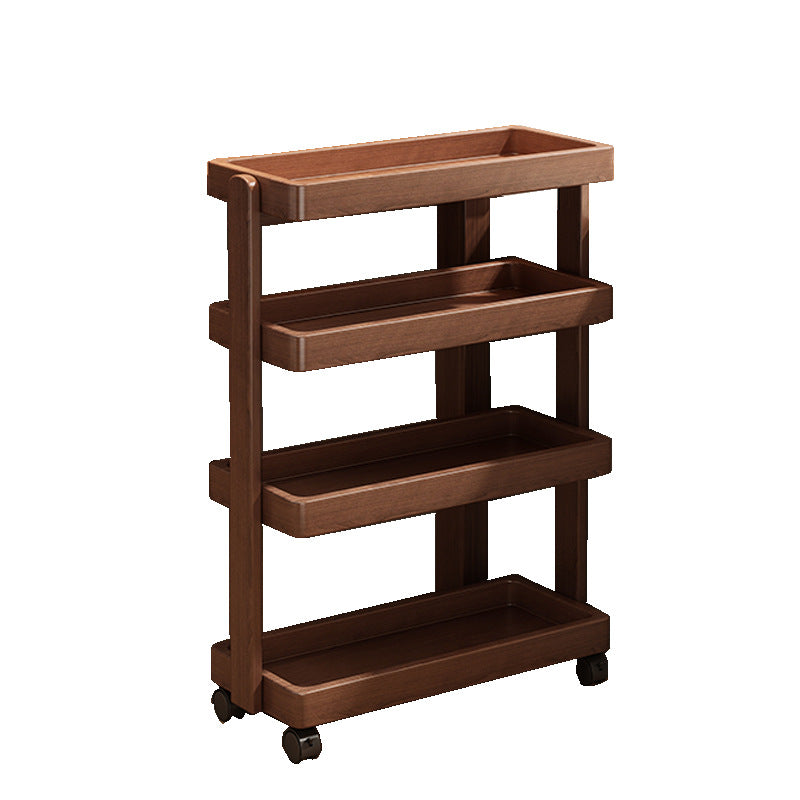 Mesa auxiliar rectangular de pino minimalista moderna y móvil de 4 niveles para sala de estar 