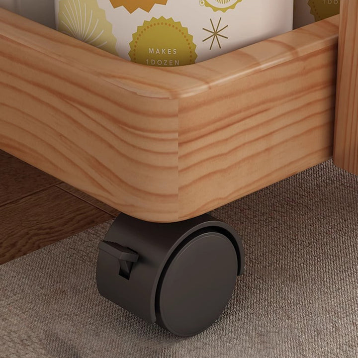 Mesa auxiliar rectangular de pino minimalista moderna y móvil de 4 niveles para sala de estar 