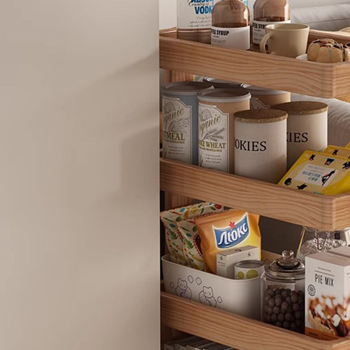 Mesa auxiliar rectangular de pino minimalista moderna y móvil de 4 niveles para sala de estar 