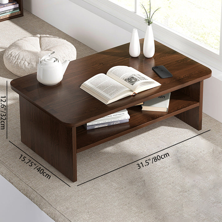 Contemporary Nordic Rectangular MDF Coffee Table 2-Tier For Living Room