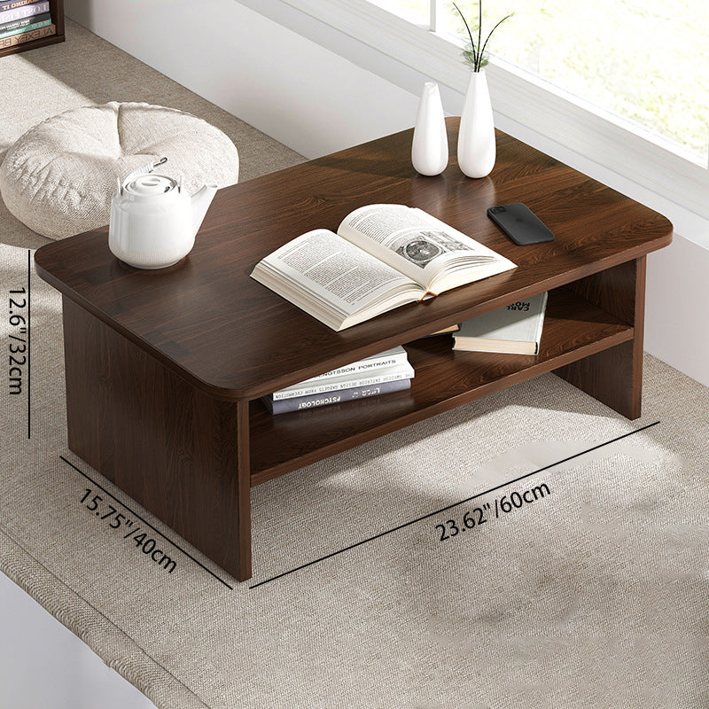 Contemporary Nordic Rectangular MDF Coffee Table 2-Tier For Living Room