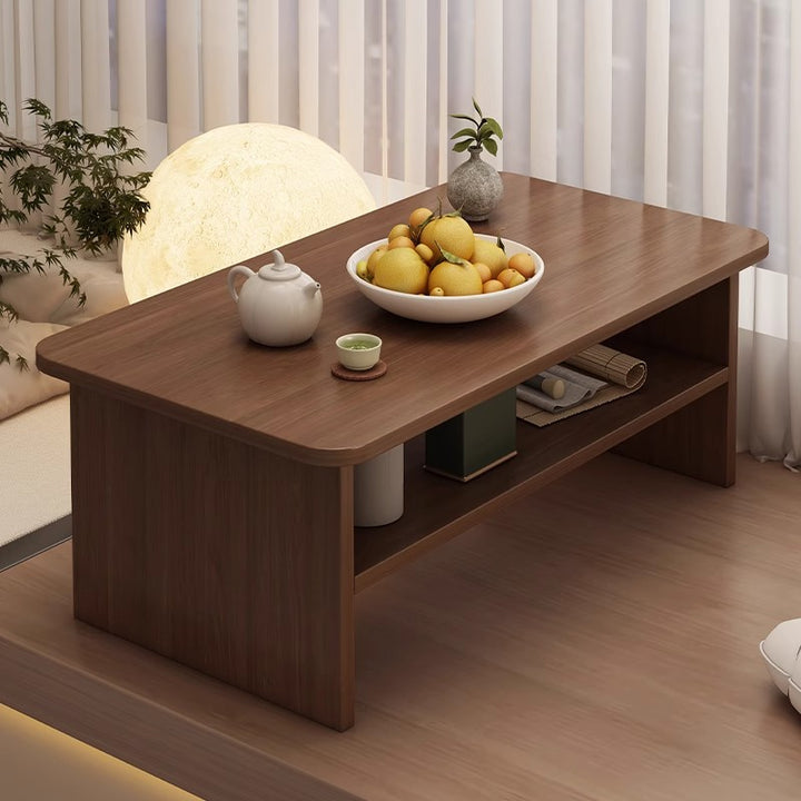 Contemporary Nordic Rectangular MDF Coffee Table 2-Tier For Living Room