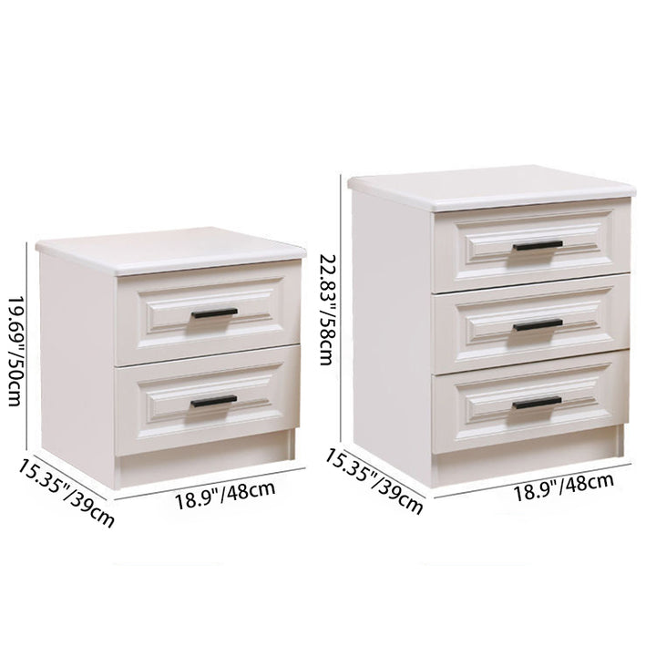 Moderner nordischer Nachttisch aus MDF und Kiefernholz in quadratischer/rechteckiger Form mit 2/3 Schubladen fürs Schlafzimmer 