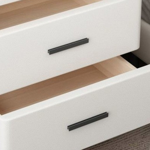 Moderner minimalistischer quadratisch-rechteckiger Kratzbaum für Katzen aus Leder, Kiefernholz und Kohlenstoffstahl, Nachttisch mit 2 Schubladen für das Schlafzimmer 