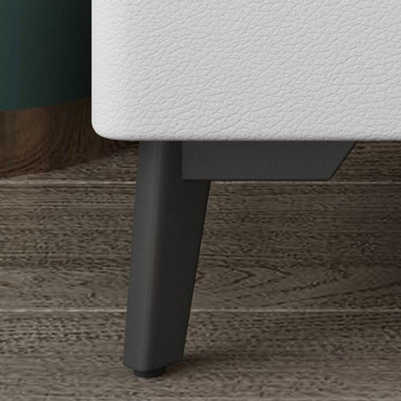 Moderner minimalistischer quadratisch-rechteckiger Kratzbaum für Katzen aus Leder, Kiefernholz und Kohlenstoffstahl, Nachttisch mit 2 Schubladen für das Schlafzimmer 