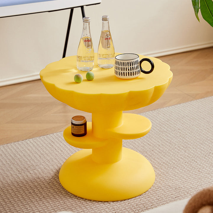 Modern Minimalist Round PE Plastic Flower Coffee Table 3-Tier For Living Room
