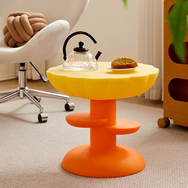 Modern Minimalist Round PE Plastic Flower Coffee Table 3-Tier For Living Room