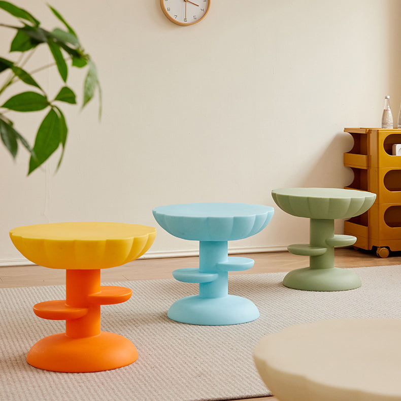 Modern Minimalist Round PE Plastic Flower Coffee Table 3-Tier For Living Room
