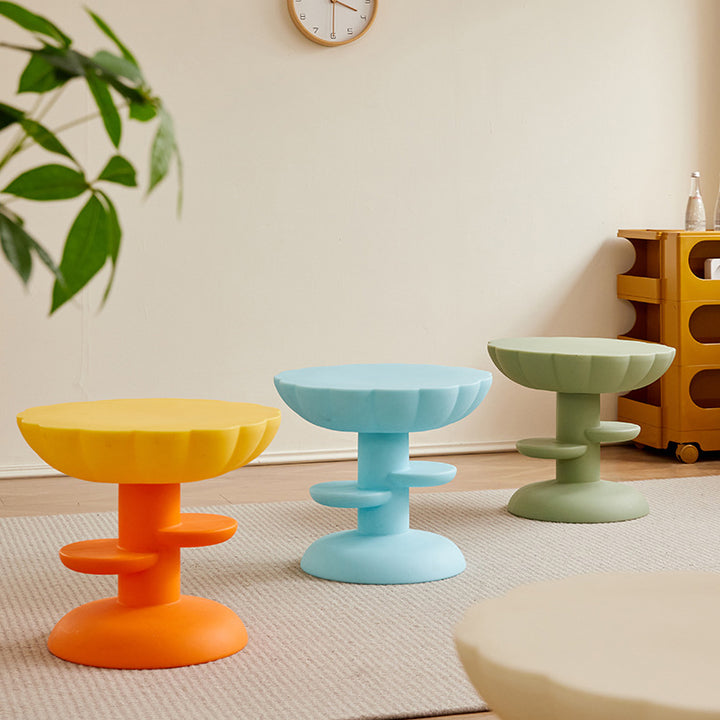 Modern Minimalist Round PE Plastic Flower Coffee Table 3-Tier For Living Room