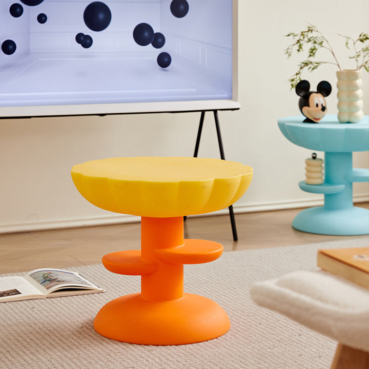 Modern Minimalist Round PE Plastic Flower Coffee Table 3-Tier For Living Room