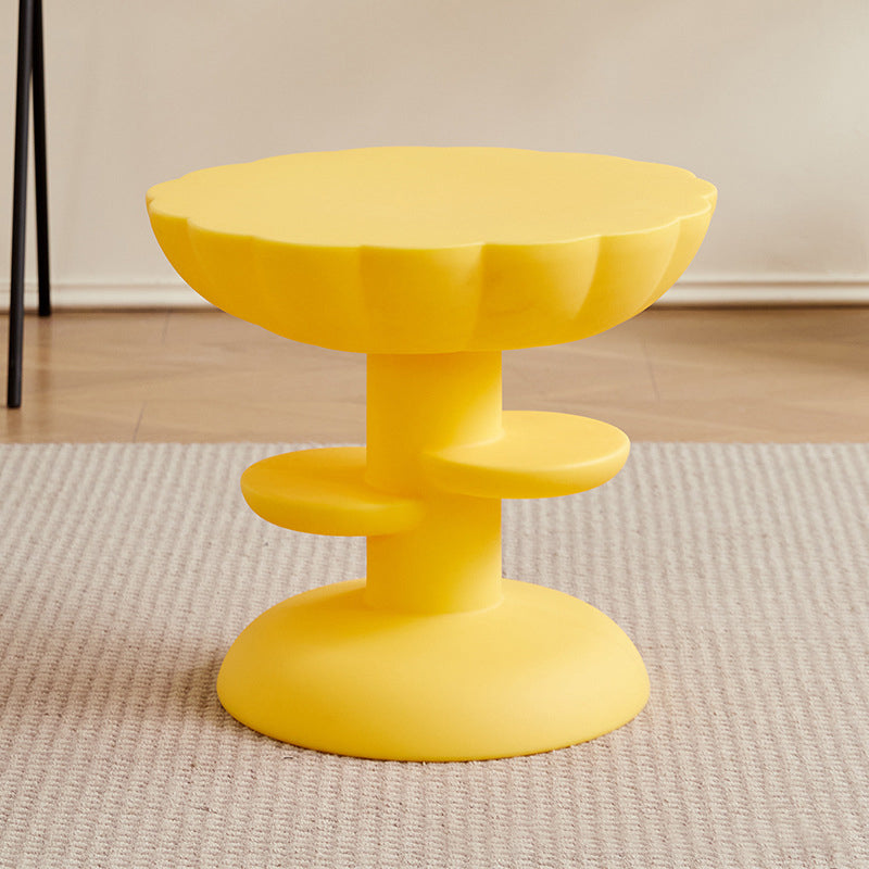Modern Minimalist Round PE Plastic Flower Coffee Table 3-Tier For Living Room