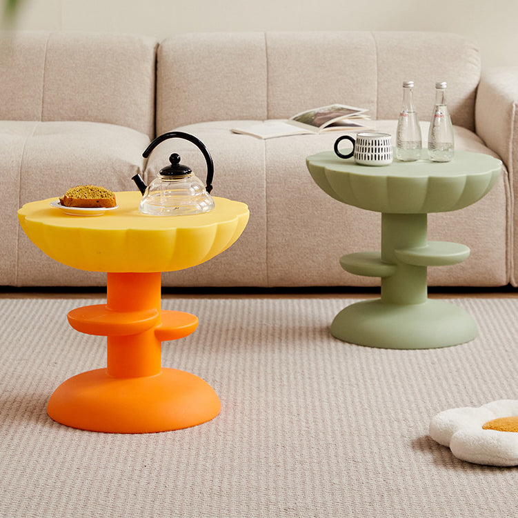 Modern Minimalist Round PE Plastic Flower Coffee Table 3-Tier For Living Room