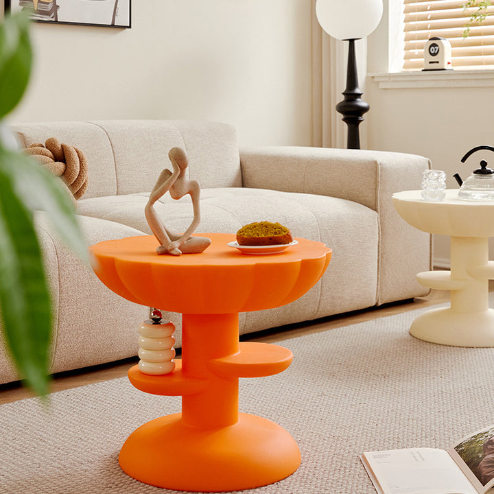 Modern Minimalist Round PE Plastic Flower Coffee Table 3-Tier For Living Room