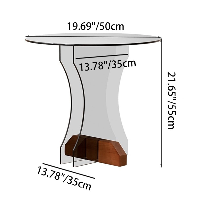 Contemporary Nordic Round Tempered Glass Ash Wood Coffee Table For Living Room