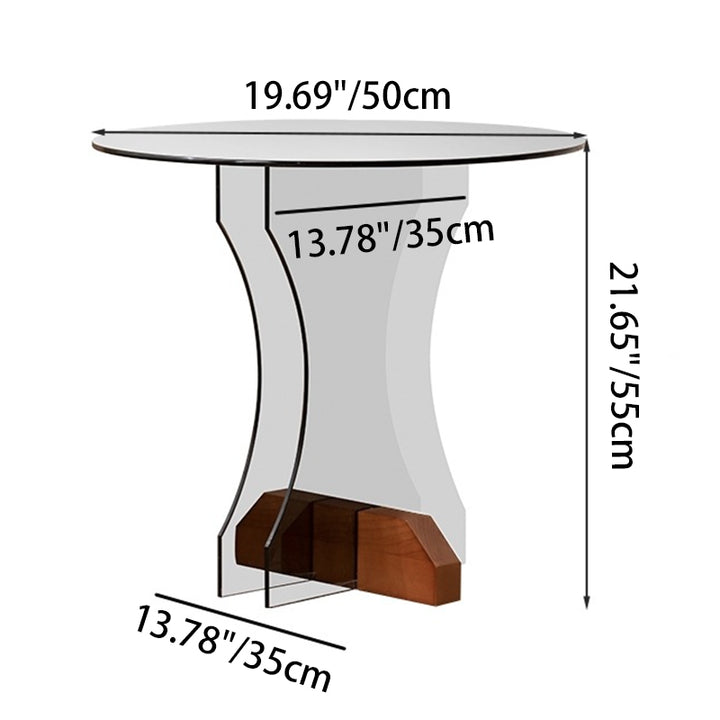 Contemporary Nordic Round Tempered Glass Ash Wood Coffee Table For Living Room