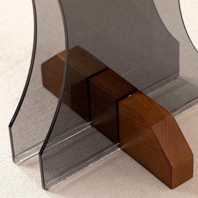 Contemporary Nordic Round Tempered Glass Ash Wood Coffee Table For Living Room