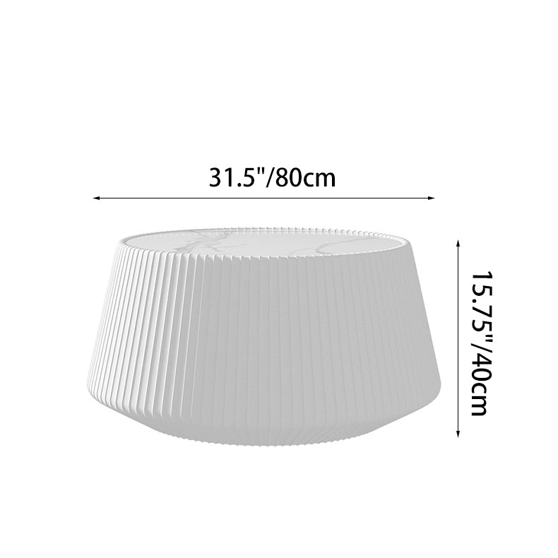 Mesa de centro redonda minimalista moderna de losa de piedra con cuero PU y madera maciza para sala de estar 