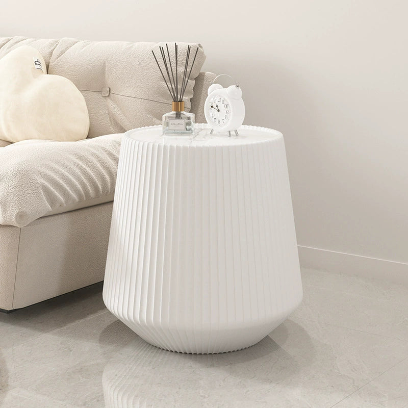 Mesa de centro redonda minimalista moderna de losa de piedra con cuero PU y madera maciza para sala de estar 