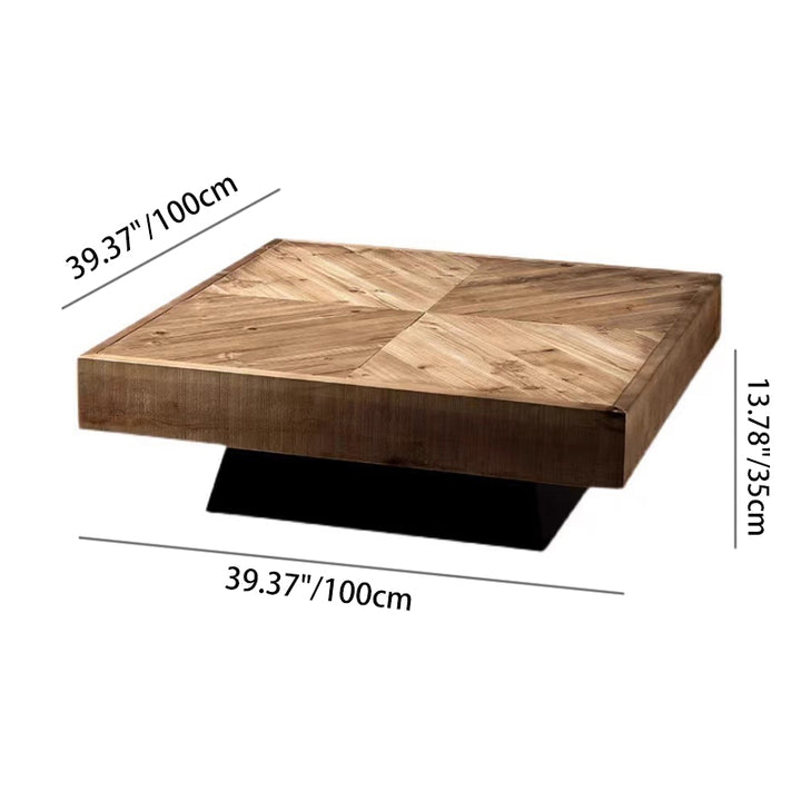 Mesa de café cuadrada de madera de pino retro contemporánea para sala de estar 