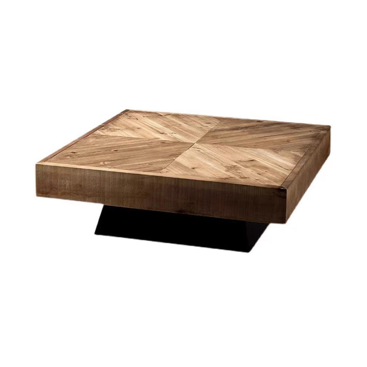 Mesa de café cuadrada de madera de pino retro contemporánea para sala de estar 