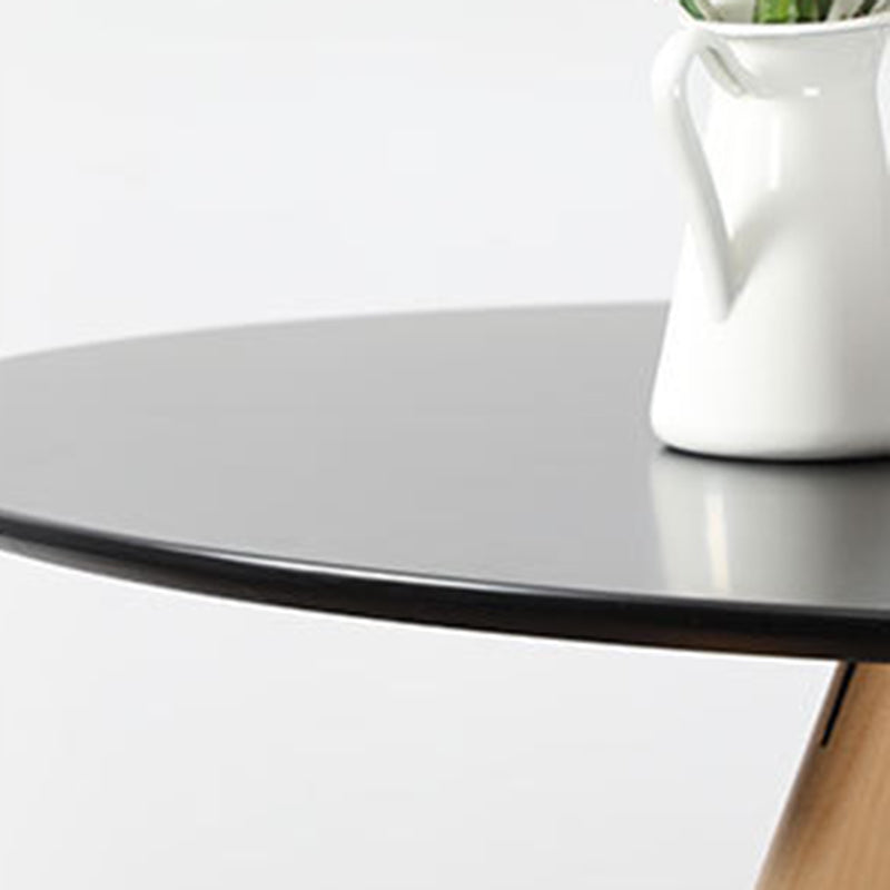 Table à manger ronde moderne minimaliste en MDF et bois de hêtre pour 3 à 4 places 