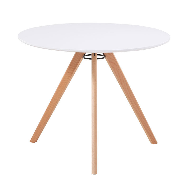 Table à manger ronde moderne minimaliste en MDF et bois de hêtre pour 3 à 4 places 