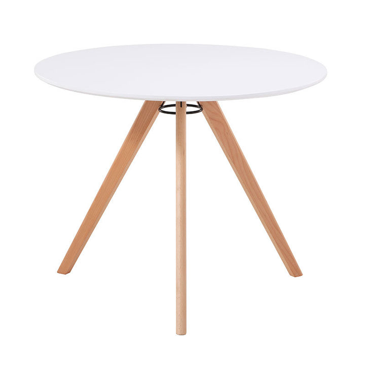 Table à manger ronde moderne minimaliste en MDF et bois de hêtre pour 3 à 4 places 