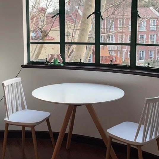 Table à manger ronde moderne minimaliste en MDF et bois de hêtre pour 3 à 4 places 