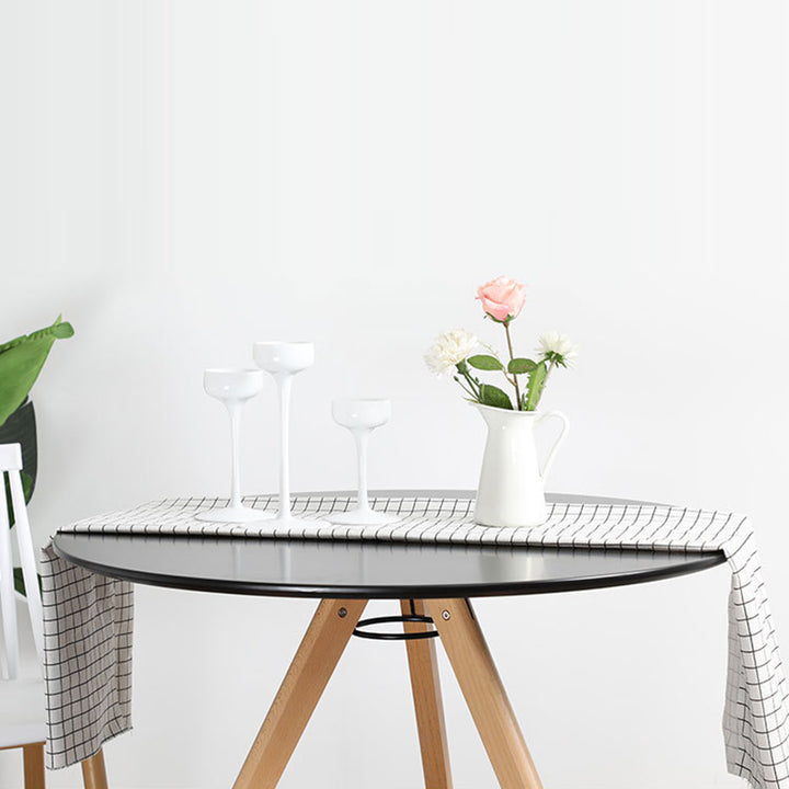Table à manger ronde moderne minimaliste en MDF et bois de hêtre pour 3 à 4 places 