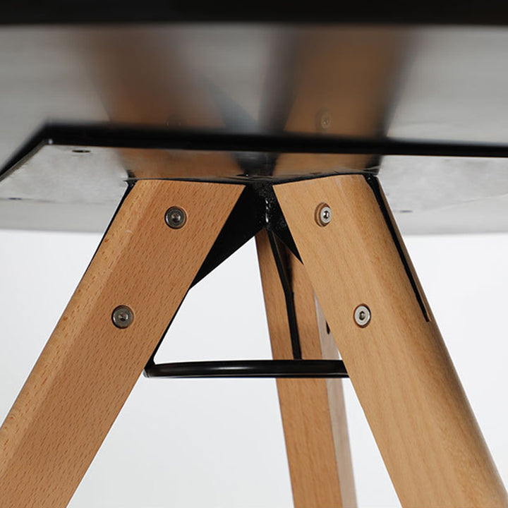 Table à manger ronde moderne minimaliste en MDF et bois de hêtre pour 3 à 4 places 