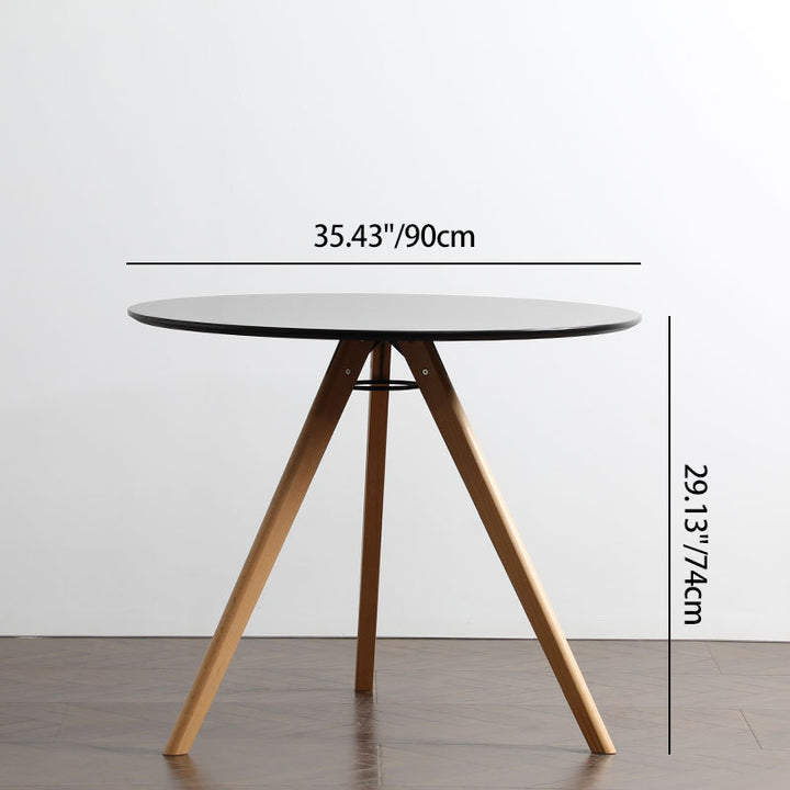 Table à manger ronde moderne minimaliste en MDF et bois de hêtre pour 3 à 4 places 