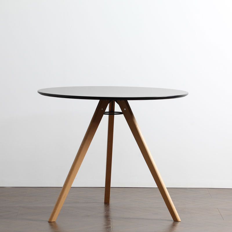 Table à manger ronde moderne minimaliste en MDF et bois de hêtre pour 3 à 4 places 