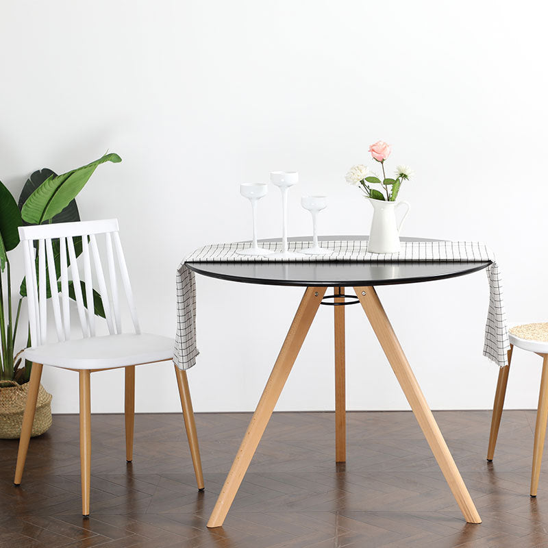 Table à manger ronde moderne minimaliste en MDF et bois de hêtre pour 3 à 4 places 