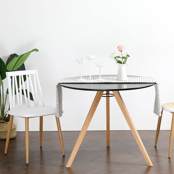 Table à manger ronde moderne minimaliste en MDF et bois de hêtre pour 3 à 4 places 