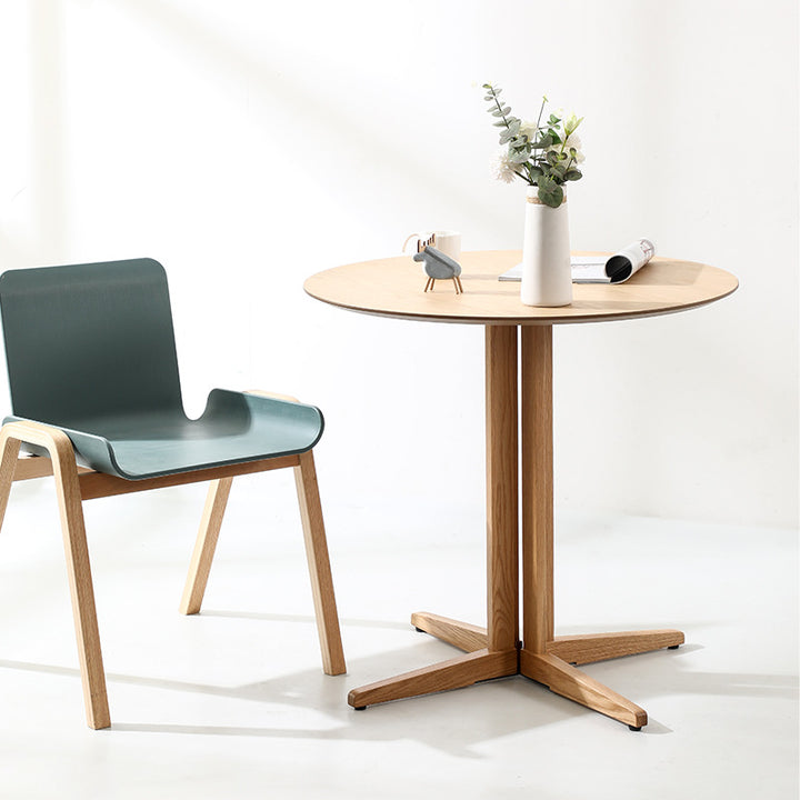 Mesa de comedor redonda contemporánea nórdica de madera de roble MDF para 2-3 asientos 