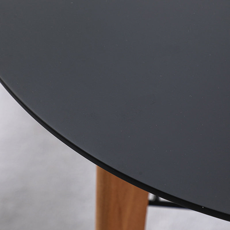 Mesa de comedor redonda contemporánea nórdica de MDF, madera de haya y hierro de 2 niveles para 3-4 asientos 