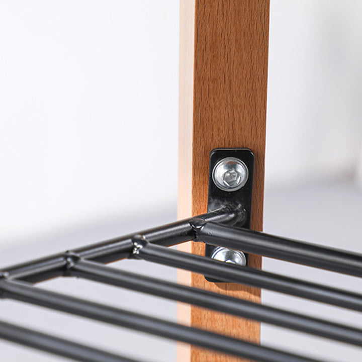 Mesa de comedor redonda contemporánea nórdica de MDF, madera de haya y hierro de 2 niveles para 3-4 asientos 