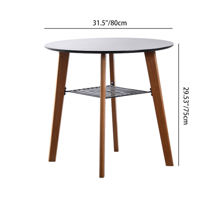 Mesa de comedor redonda contemporánea nórdica de MDF, madera de haya y hierro de 2 niveles para 3-4 asientos 