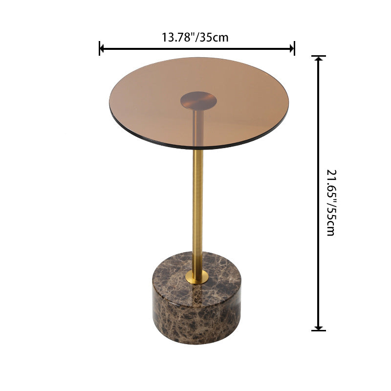 Modern Luxury Round Tempered Glass Marble Stainless Steel Coffee Table For Living Room