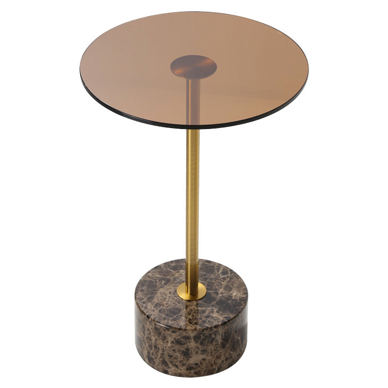 Modern Luxury Round Tempered Glass Marble Stainless Steel Coffee Table For Living Room