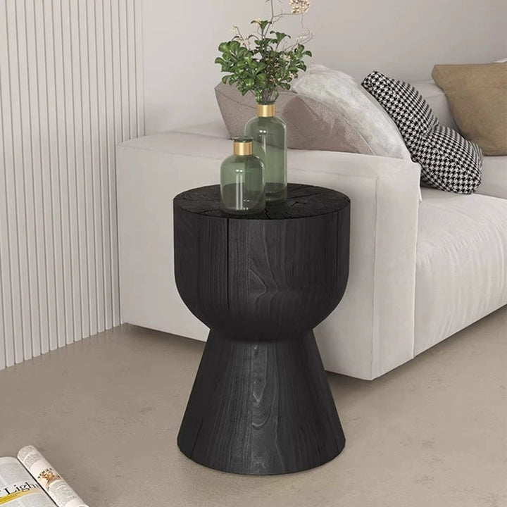 Modern Minimalist Round Pine Wood End Table For Living Room