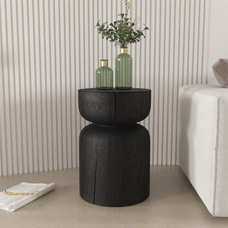 Modern Minimalist Round Pine Wood End Table For Living Room