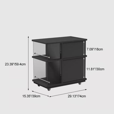 Modern Minimalist Rectangular Solid Wood Plywood Glass Stainless Steel Removable Partition Movable End Table 4-Cabinet For Living Room