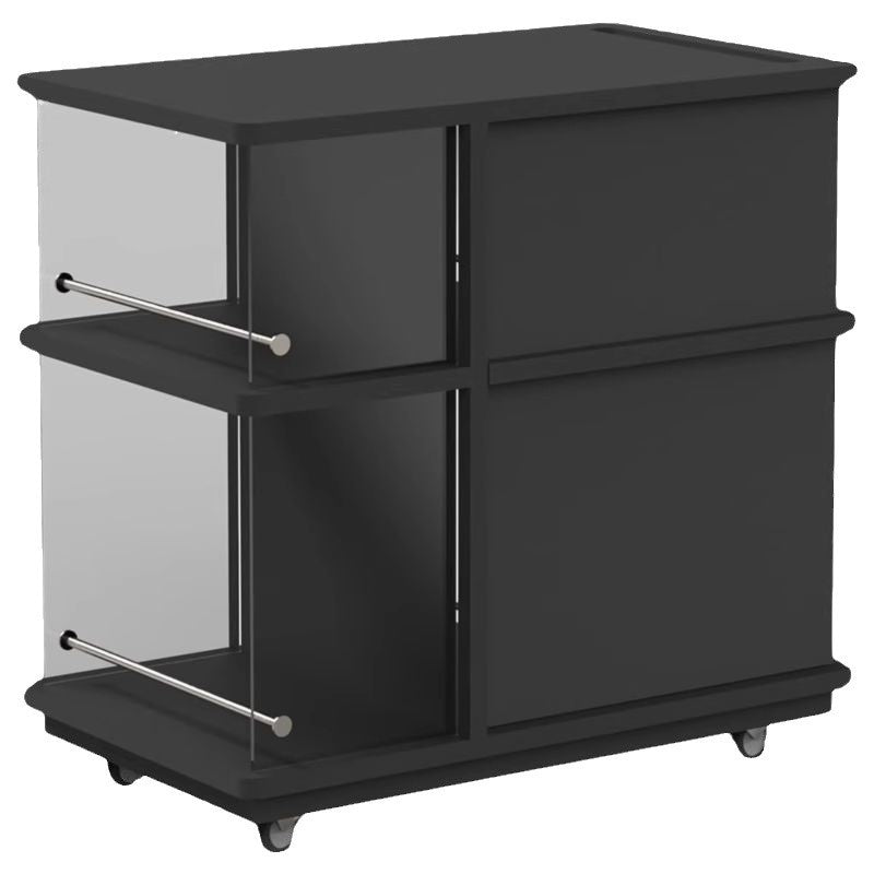 Modern Minimalist Rectangular Solid Wood Plywood Glass Stainless Steel Removable Partition Movable End Table 4-Cabinet For Living Room