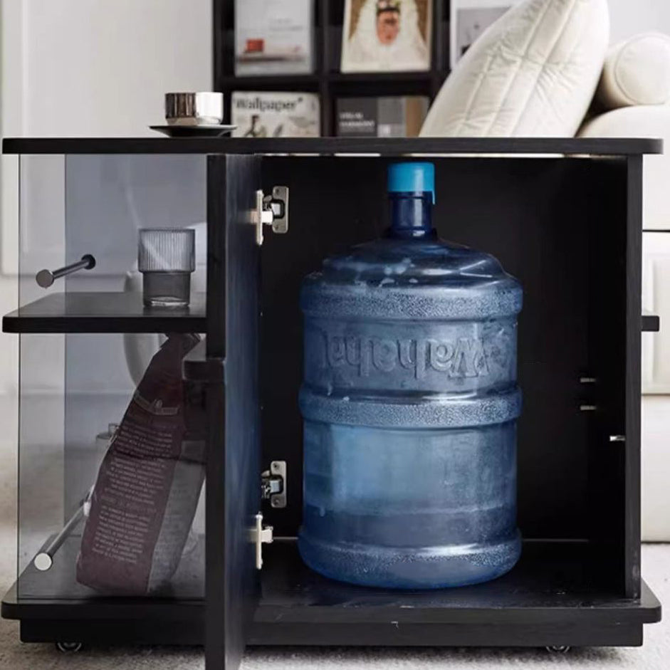 Moderner minimalistischer rechteckiger Massivholz-Sperrholz-Glas-Edelstahl-Entfernbare Trennwand Beweglicher Beistelltisch 4-Schrank für Wohnzimmer 