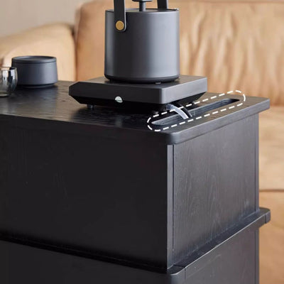 Modern Minimalist Rectangular Solid Wood Plywood Glass Stainless Steel Removable Partition Movable End Table 4-Cabinet For Living Room